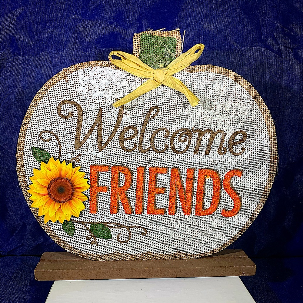 “Welcome Friends” Fall Home Decor Pumpkin